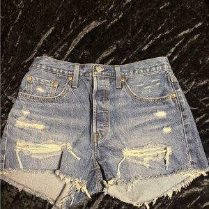 Levi's Light Blue Distressed Jean Shorts